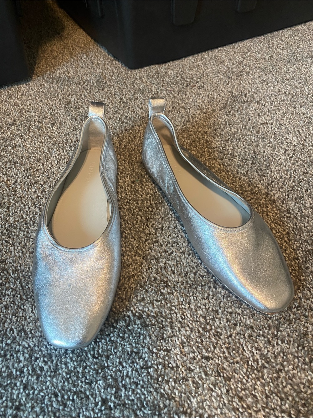 Vince Silver Metallic Slip-On Ballet Flats